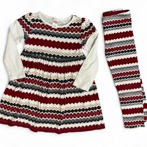 Gymboree 2010 Long Sleeve Dress & Leggings Outfit Fair Isle Red Holiday Girl 4T